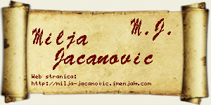 Milja Jacanović vizit kartica